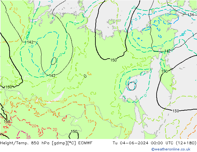 Z500/Yağmur (+YB)/Z850 ECMWF Sa 04.06.2024 00 UTC