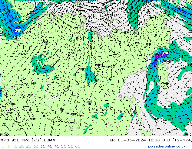 Wind 950 hPa ECMWF Po 03.06.2024 18 UTC