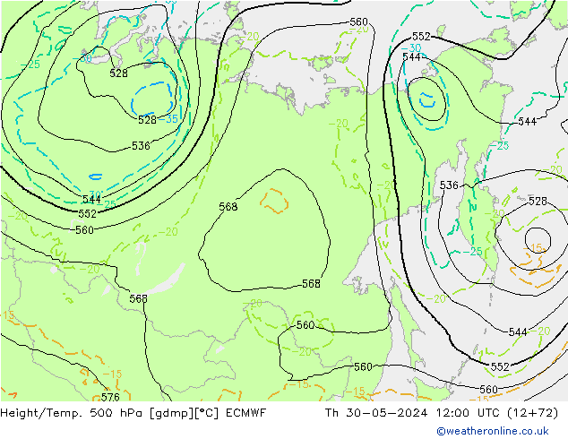 Géop./Temp. 500 hPa ECMWF jeu 30.05.2024 12 UTC