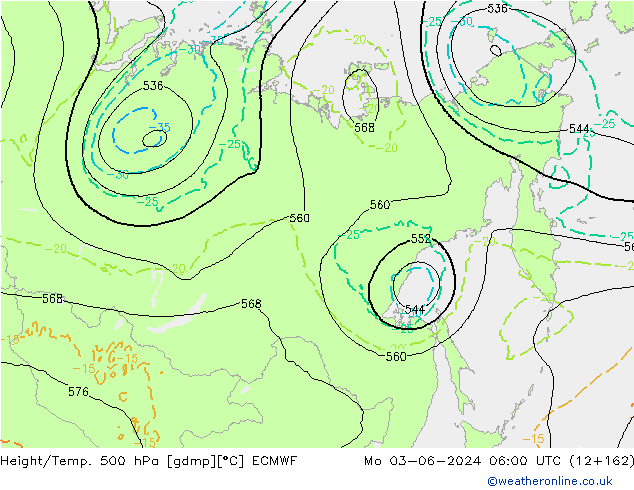 Z500/Regen(+SLP)/Z850 ECMWF ma 03.06.2024 06 UTC