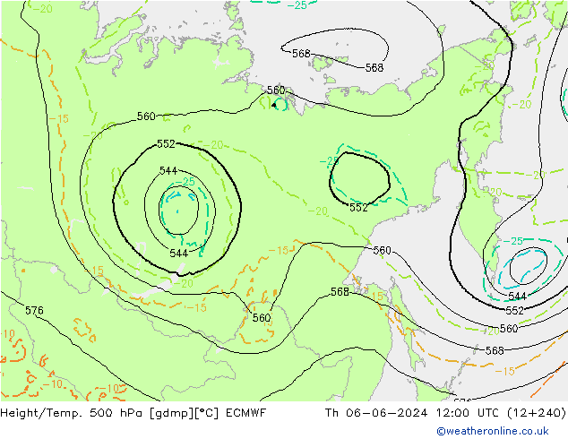 Z500/Rain (+SLP)/Z850 ECMWF  06.06.2024 12 UTC