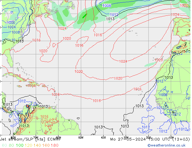 Prąd strumieniowy ECMWF pon. 27.05.2024 15 UTC