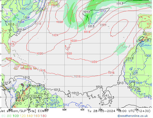 Jet Akımları/SLP ECMWF Sa 28.05.2024 18 UTC