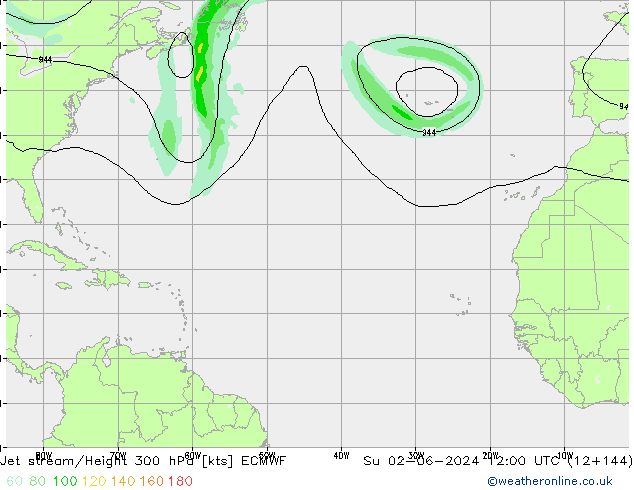 Straalstroom ECMWF zo 02.06.2024 12 UTC
