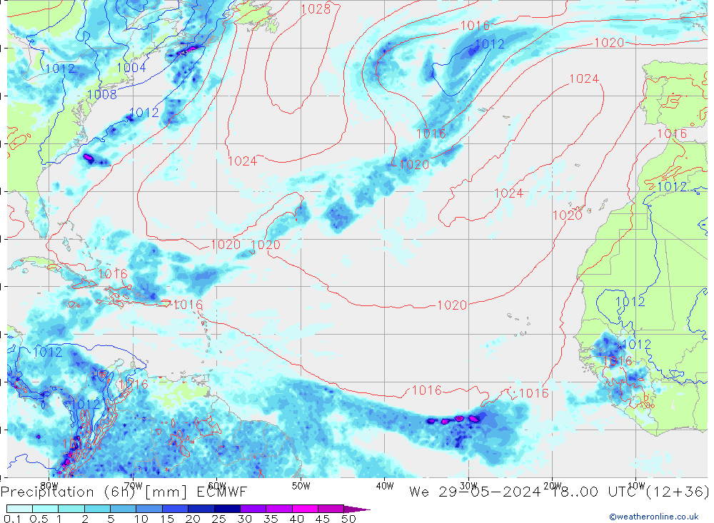 Z500/Rain (+SLP)/Z850 ECMWF mié 29.05.2024 00 UTC