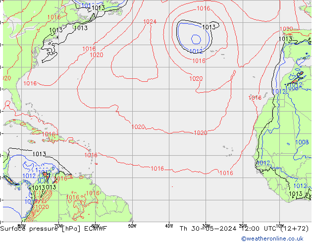 pressão do solo ECMWF Qui 30.05.2024 12 UTC