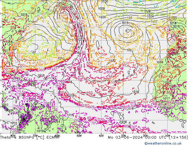 Theta-e 850hPa ECMWF ma 03.06.2024 00 UTC