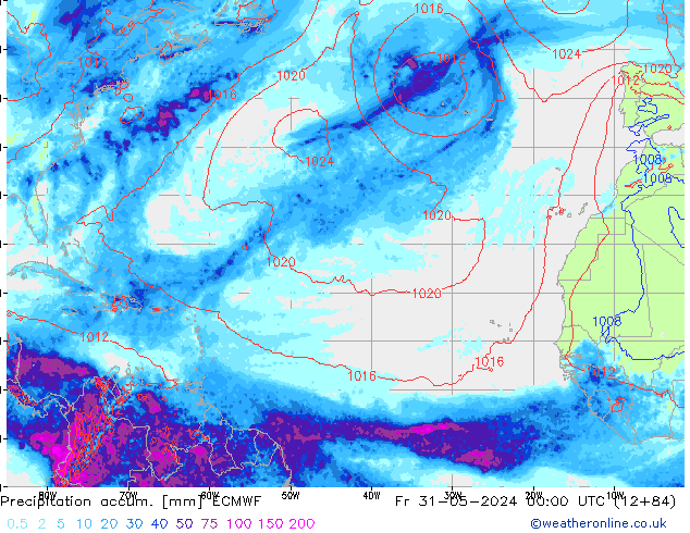 Precipitation accum. ECMWF ven 31.05.2024 00 UTC