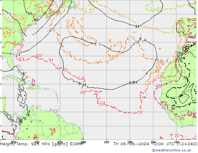 Height/Temp. 925 hPa ECMWF Čt 06.06.2024 12 UTC