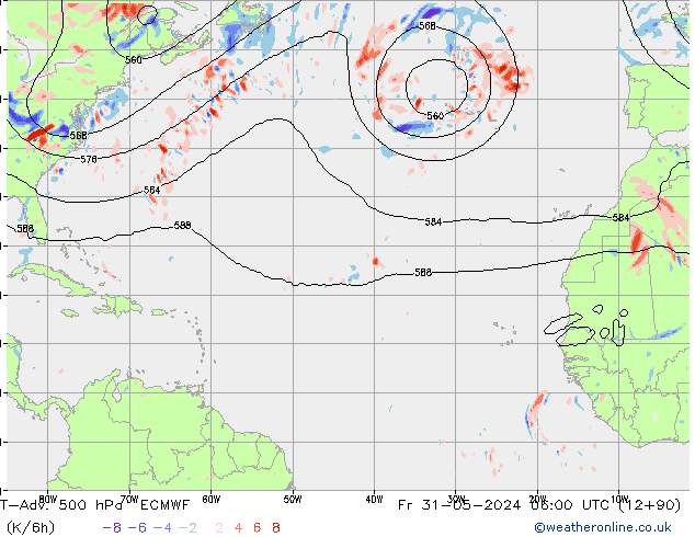 T-Adv. 500 hPa ECMWF ven 31.05.2024 06 UTC
