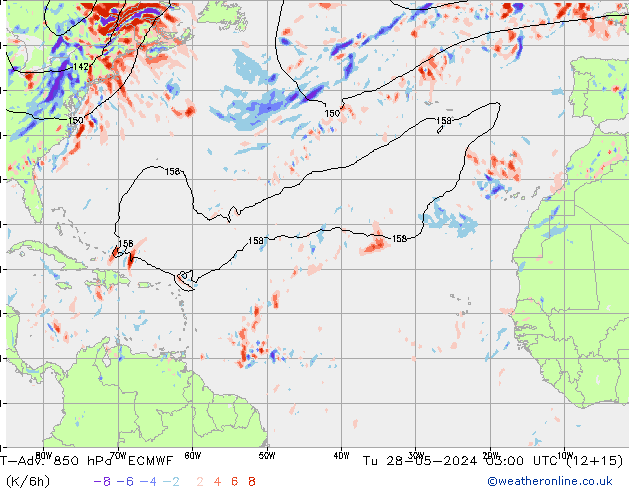 T-Adv. 850 hPa ECMWF mar 28.05.2024 03 UTC