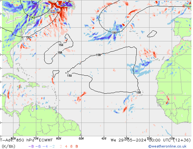 T-Adv. 850 hPa ECMWF We 29.05.2024 00 UTC