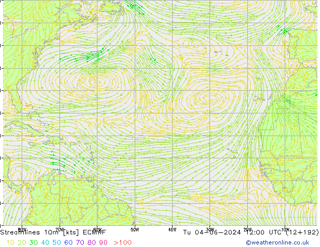 Stroomlijn 10m ECMWF di 04.06.2024 12 UTC