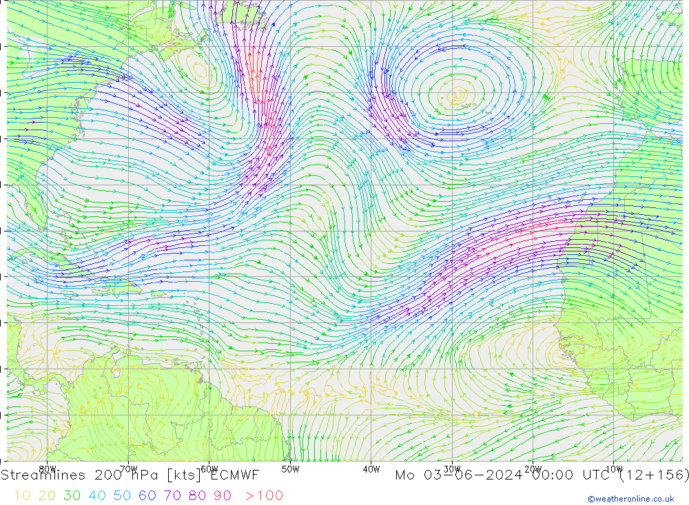 ветер 200 гПа ECMWF пн 03.06.2024 00 UTC