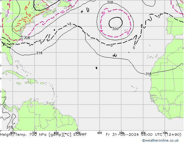 Géop./Temp. 700 hPa ECMWF ven 31.05.2024 06 UTC