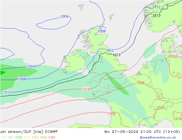 Jet stream ECMWF Seg 27.05.2024 21 UTC