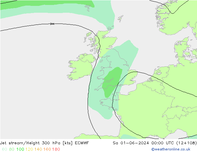 Prąd strumieniowy ECMWF so. 01.06.2024 00 UTC