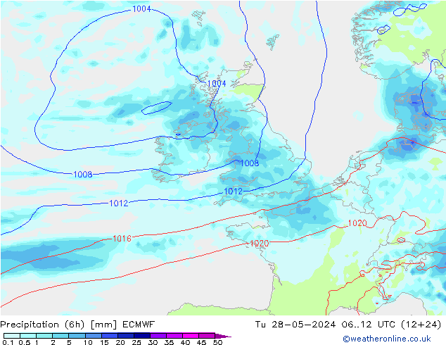 Z500/Yağmur (+YB)/Z850 ECMWF Sa 28.05.2024 12 UTC