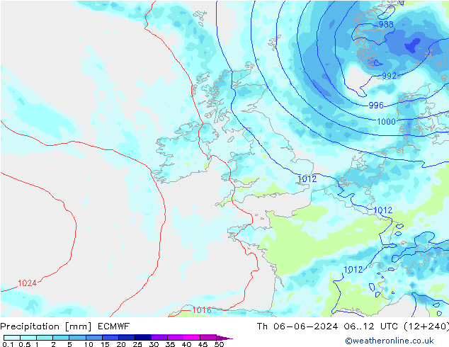 Precipitation ECMWF Th 06.06.2024 12 UTC