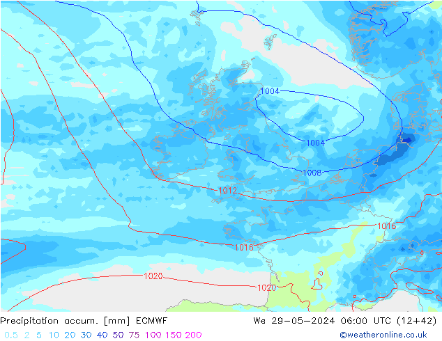Toplam Yağış ECMWF Çar 29.05.2024 06 UTC