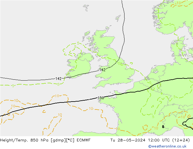 Z500/Yağmur (+YB)/Z850 ECMWF Sa 28.05.2024 12 UTC