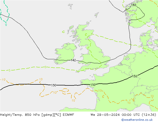 Z500/Rain (+SLP)/Z850 ECMWF mié 29.05.2024 00 UTC