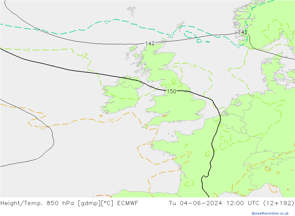 Z500/Rain (+SLP)/Z850 ECMWF Tu 04.06.2024 12 UTC