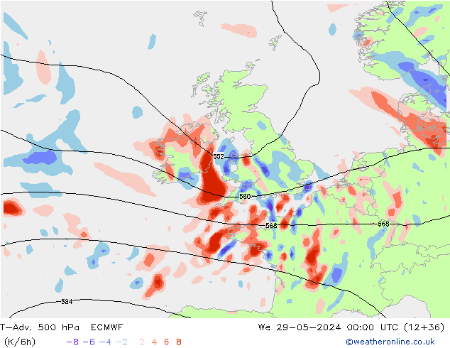 T-Adv. 500 hPa ECMWF wo 29.05.2024 00 UTC