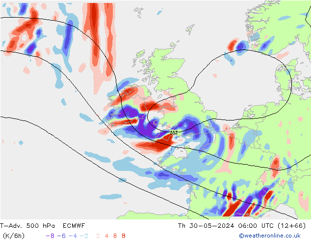 T-Adv. 500 hPa ECMWF Th 30.05.2024 06 UTC