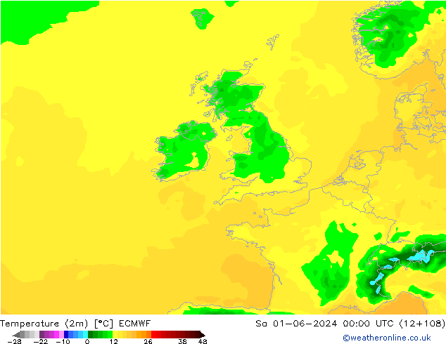 Temperatura (2m) ECMWF sáb 01.06.2024 00 UTC