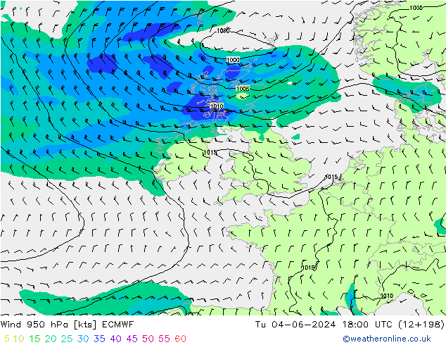 Viento 950 hPa ECMWF mar 04.06.2024 18 UTC