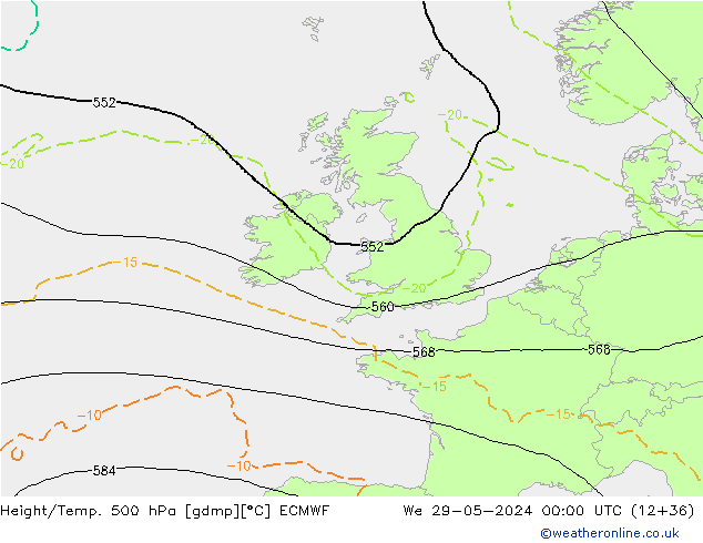 Z500/Rain (+SLP)/Z850 ECMWF mié 29.05.2024 00 UTC