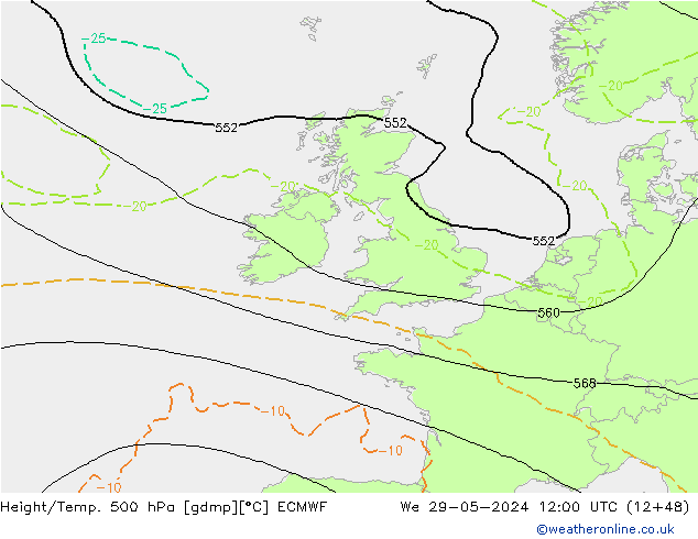 Z500/Rain (+SLP)/Z850 ECMWF ср 29.05.2024 12 UTC