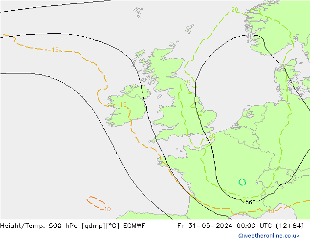 Height/Temp. 500 hPa ECMWF ven 31.05.2024 00 UTC