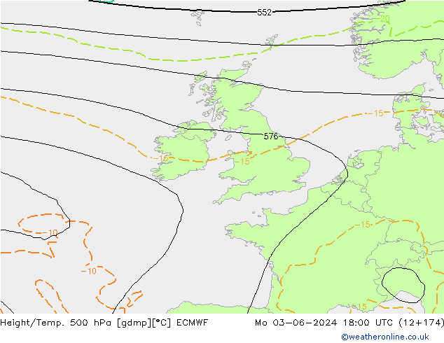 Z500/Rain (+SLP)/Z850 ECMWF Mo 03.06.2024 18 UTC