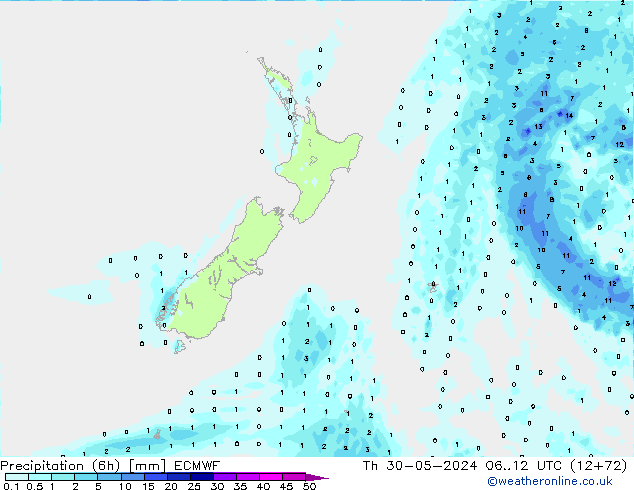 Z500/Rain (+SLP)/Z850 ECMWF Do 30.05.2024 12 UTC