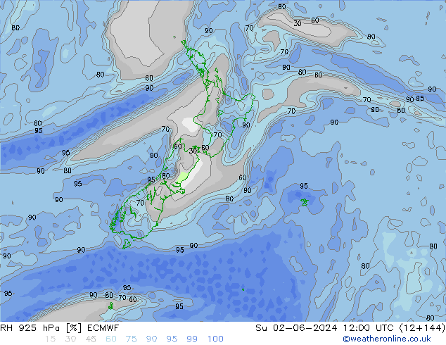 RH 925 hPa ECMWF Su 02.06.2024 12 UTC