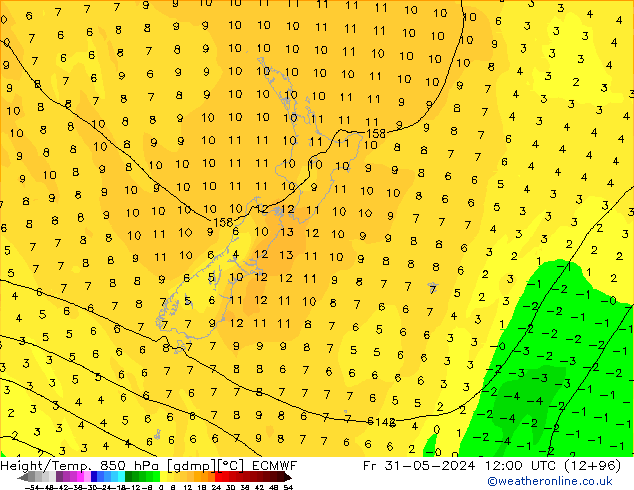 Z500/Rain (+SLP)/Z850 ECMWF  31.05.2024 12 UTC