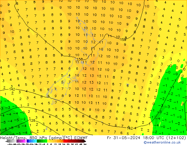 Z500/Rain (+SLP)/Z850 ECMWF  31.05.2024 18 UTC