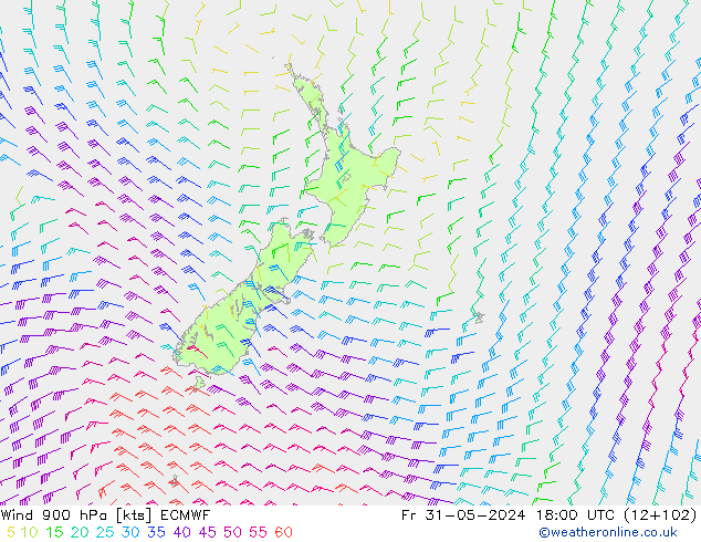 Vento 900 hPa ECMWF Sex 31.05.2024 18 UTC