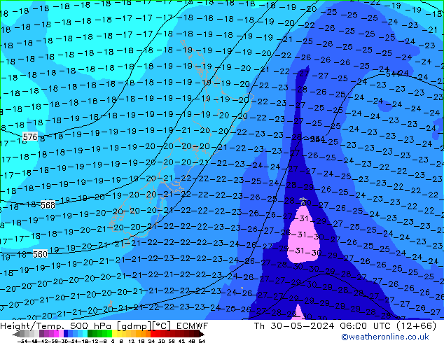 Z500/Regen(+SLP)/Z850 ECMWF do 30.05.2024 06 UTC