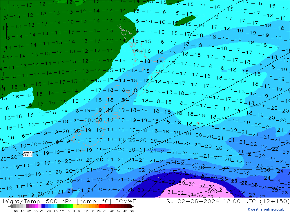 Z500/Rain (+SLP)/Z850 ECMWF Su 02.06.2024 18 UTC