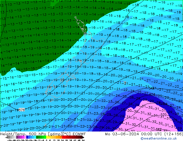 Z500/Rain (+SLP)/Z850 ECMWF Mo 03.06.2024 00 UTC