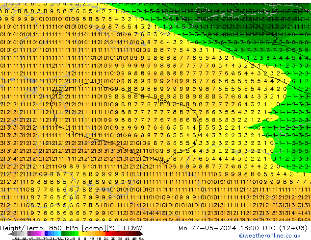 Height/Temp. 850 hPa ECMWF  27.05.2024 18 UTC