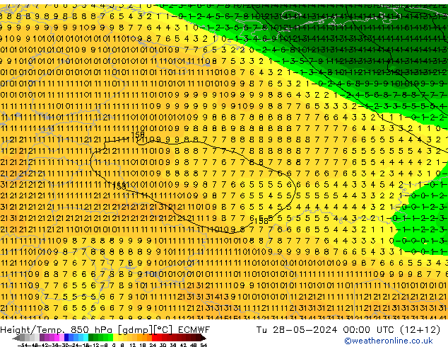 Z500/Yağmur (+YB)/Z850 ECMWF Sa 28.05.2024 00 UTC