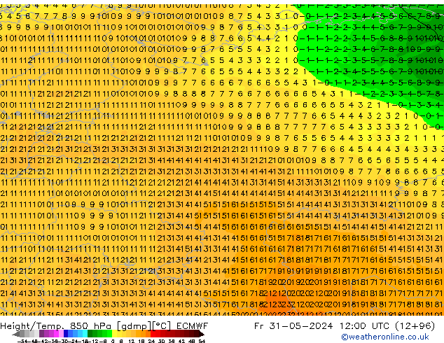 Height/Temp. 850 hPa ECMWF  31.05.2024 12 UTC