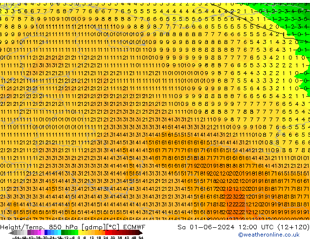 Z500/Rain (+SLP)/Z850 ECMWF sáb 01.06.2024 12 UTC