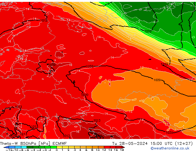 Theta-W 850hPa ECMWF Ter 28.05.2024 15 UTC