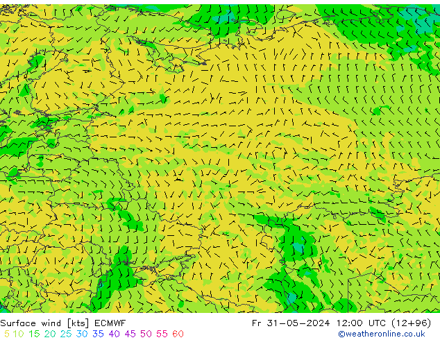 Wind 10 m ECMWF vr 31.05.2024 12 UTC