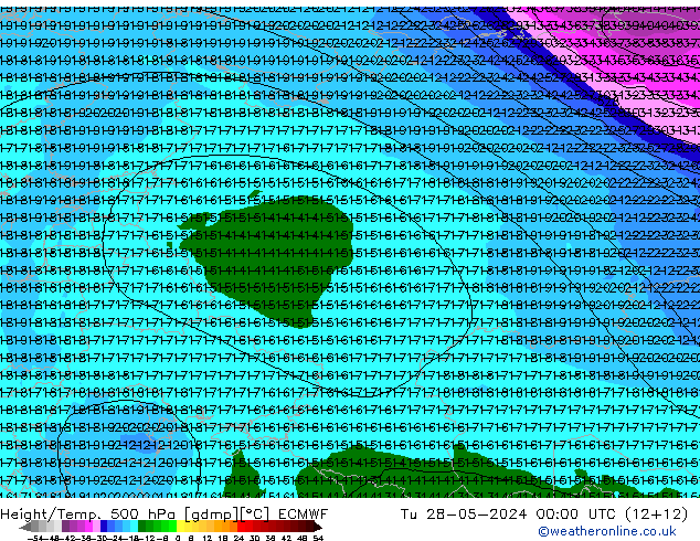 Z500/Yağmur (+YB)/Z850 ECMWF Sa 28.05.2024 00 UTC